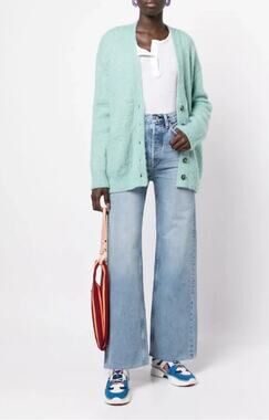 RE/DONE 70s Ultra High Rise Wide Leg Jeans 60s Fade Distressed Hem 30